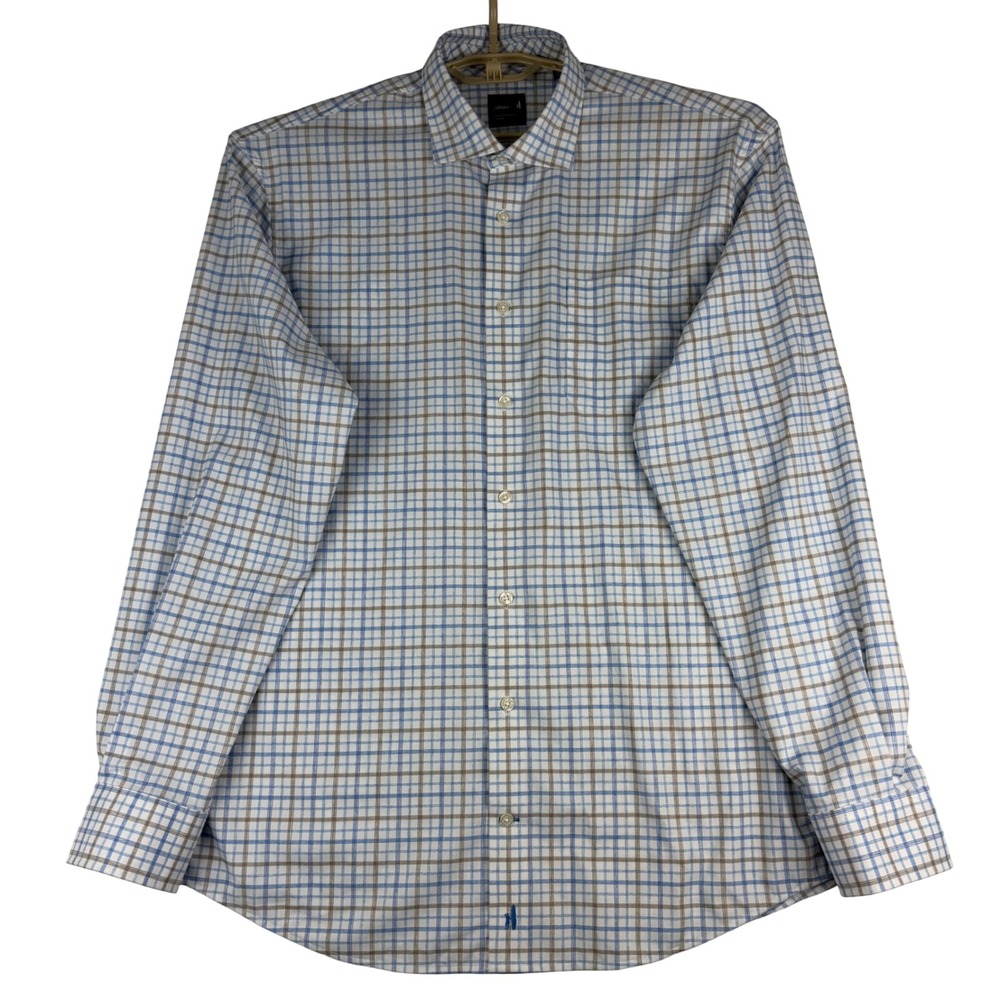 johnnie-O Biles Performance Shirt Mens XL Malibu Blue Plaid Button Down JMWL8540